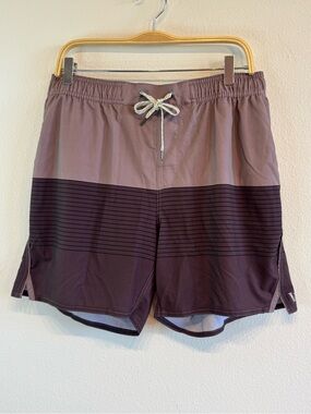 Vuori Men's Trail Shorts Mahogany Stripe Lined 6”  XL V341